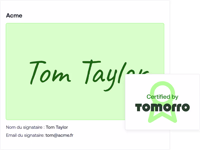 Signature électronique juridiquement contraignante